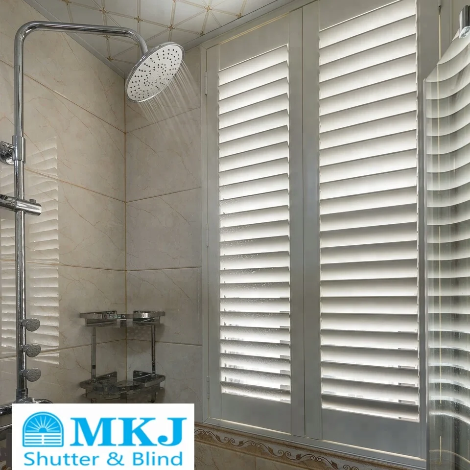 Minimalism White Color Bedroom Bathroom Popular PVC Plantation Shutters PVC Blinds