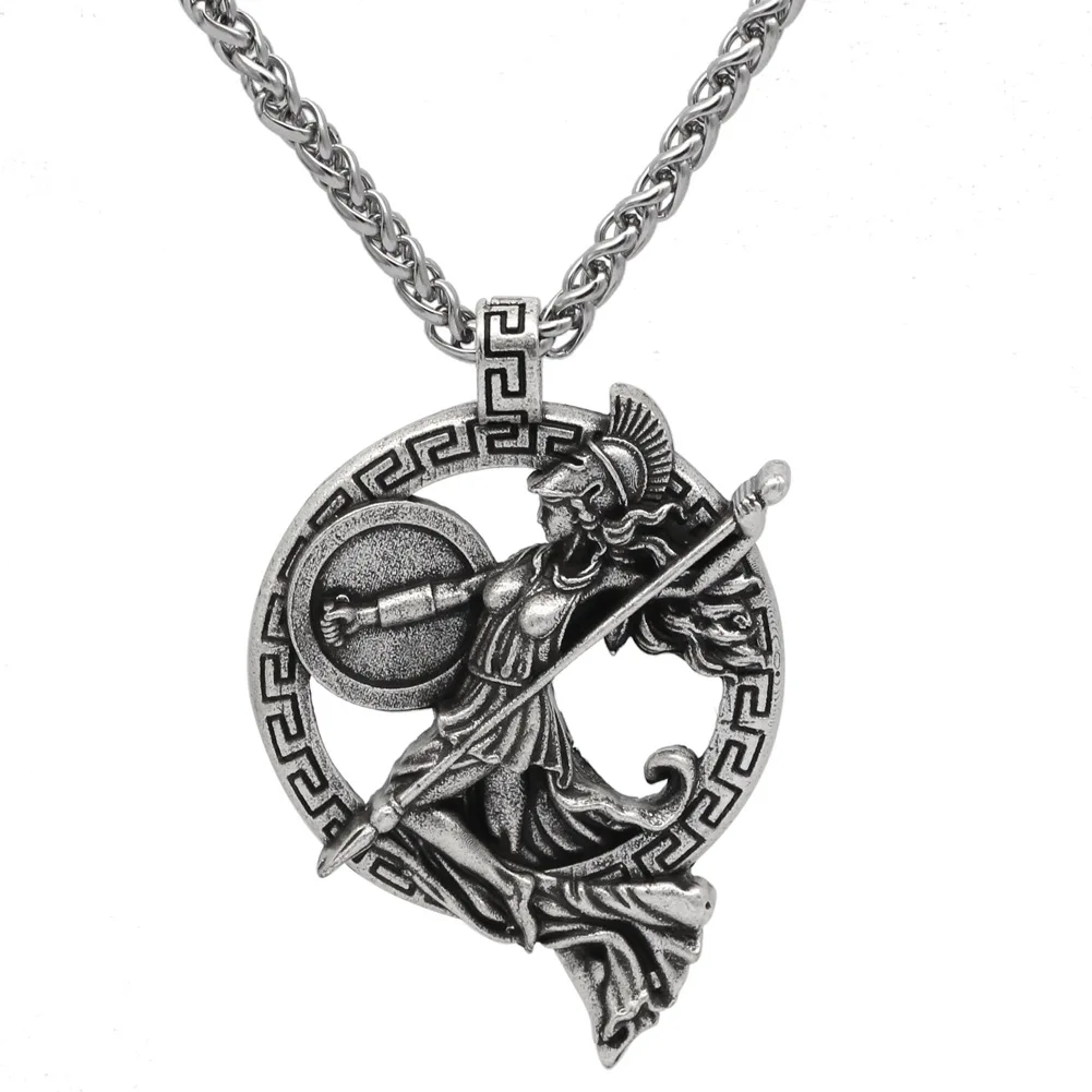 Wholesale ancient greek jewelry vintage silver big necklace alloy goddess Minerva pendant necklace