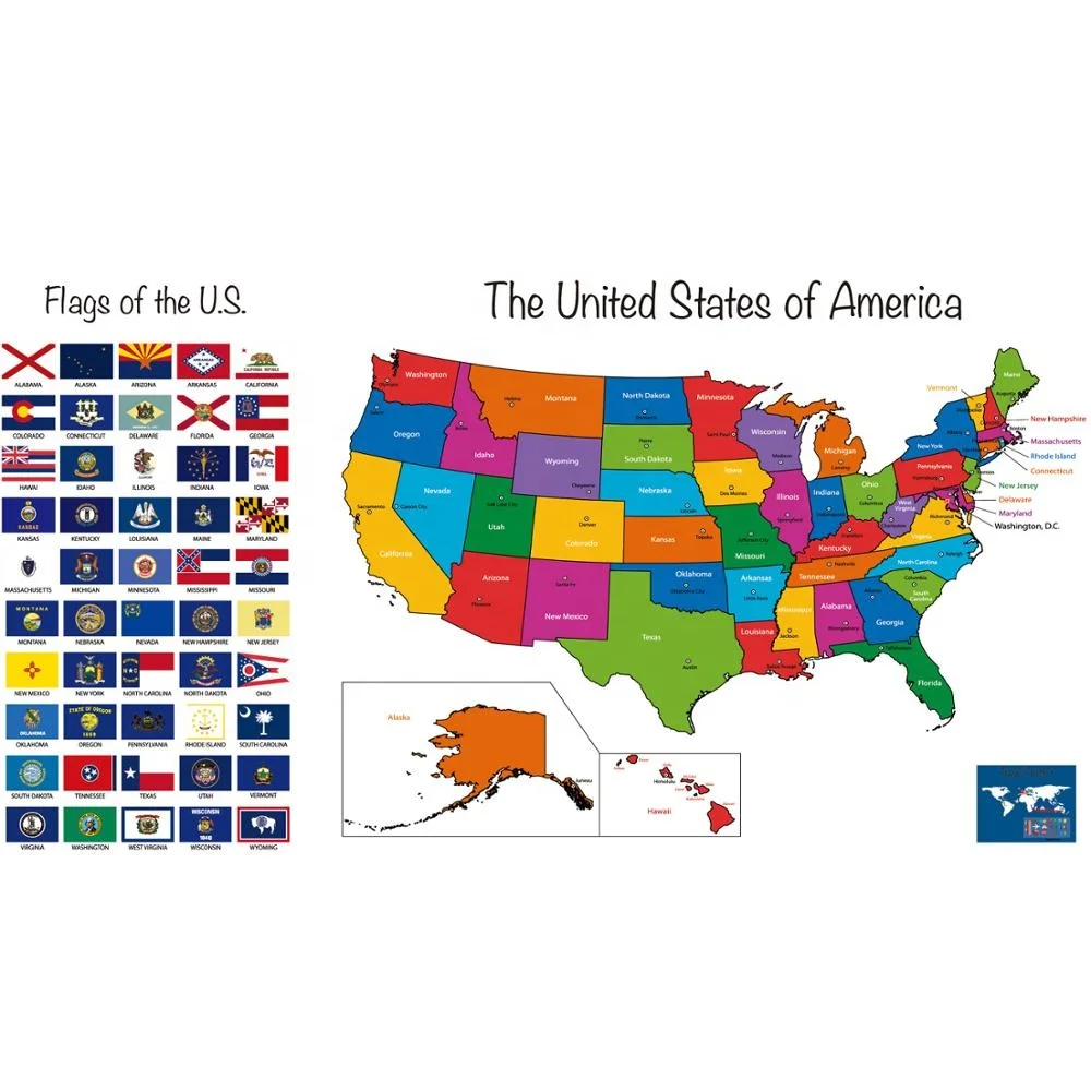 88x52 см Высококачественная карта мира постер с защитой от царапин в США