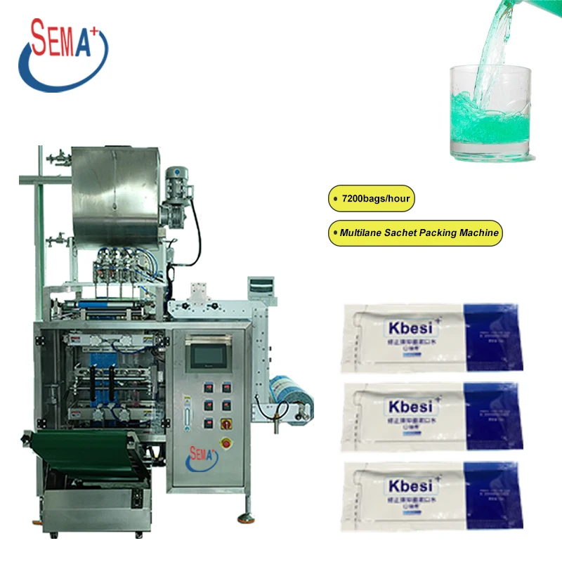 Fully automatic multi lane gargle filling machine mouth wash liquid packing machine