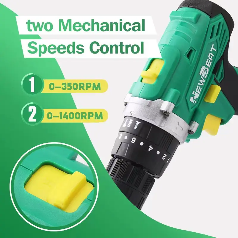 NewBeat Battery Power Drills Hand Tool Box Combo Kit  Portable Electric Cordless Impact Drilling Machines