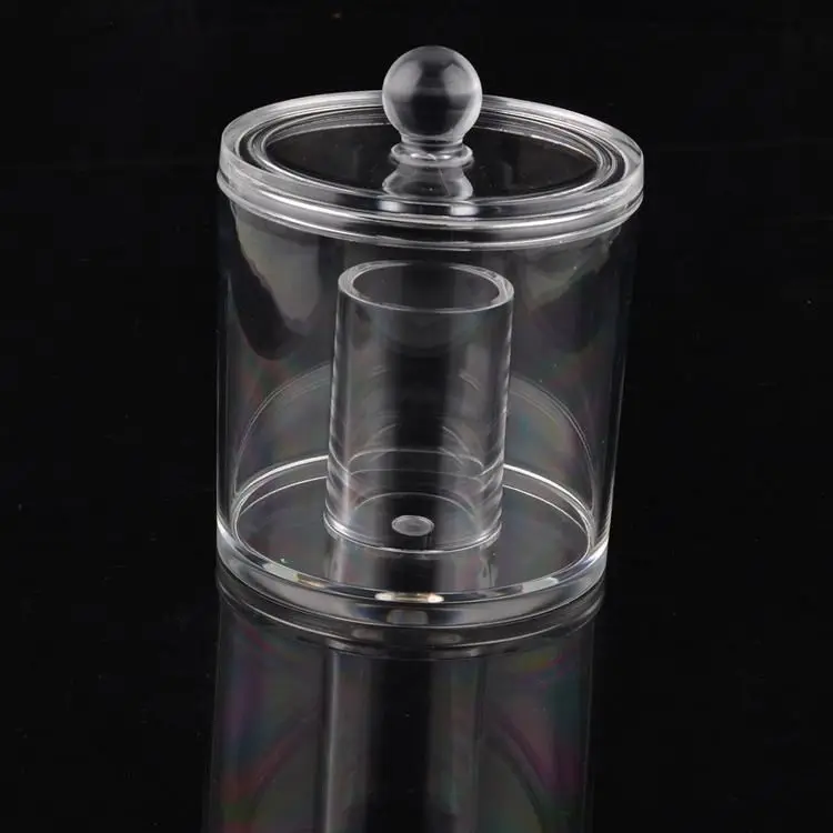 high quality transparent acrylic round with cover cotton swab box Cosmetic tip box cosmetic storage box