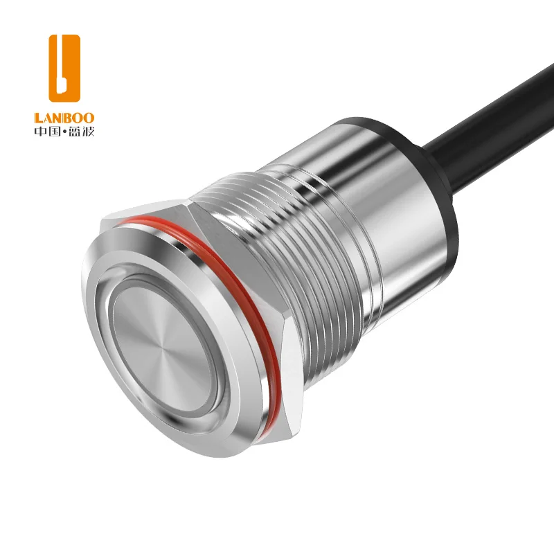 LANBOO 22mm Metal Push Button Switch 3A Safe Current Stainless Steel Case Waterproof IP67