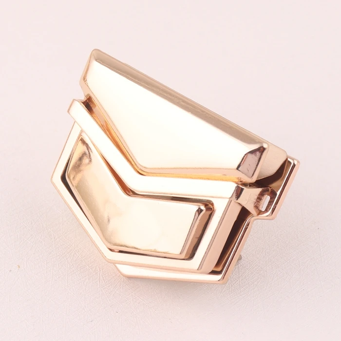 hot sale light gold color fancy metal handbag twist lock purse press push lock bag turn lock