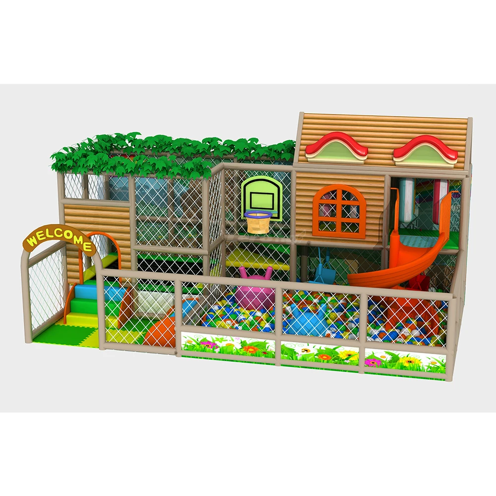 Small Indoor Playground Wooden Kids Playhouse Children Plastic Play House Indoor Soft Playground Play Area For Sale