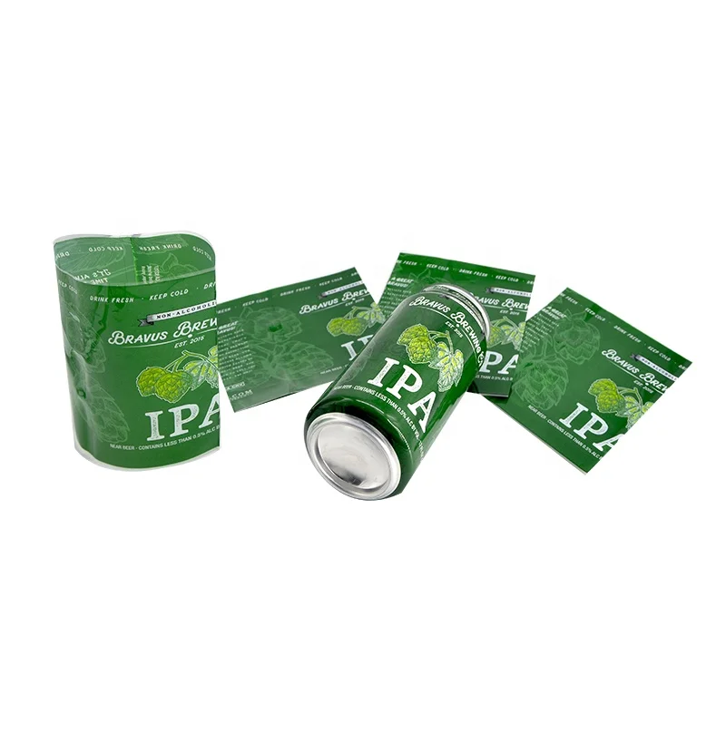 private custom logo printing pet heat shrink sleeves beer can custom logo print  shrink sleeve