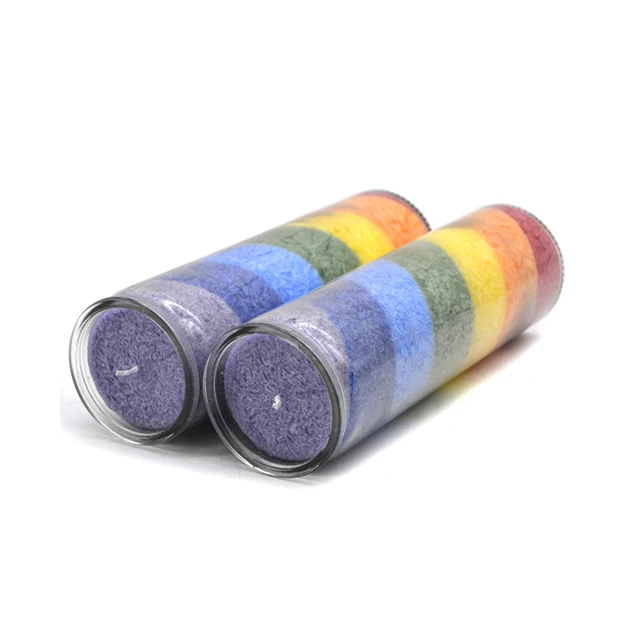 High quality customised 7 days 7 layers church Blessing Ceremony rainbow Spiritual Chakra religious Glass Candle