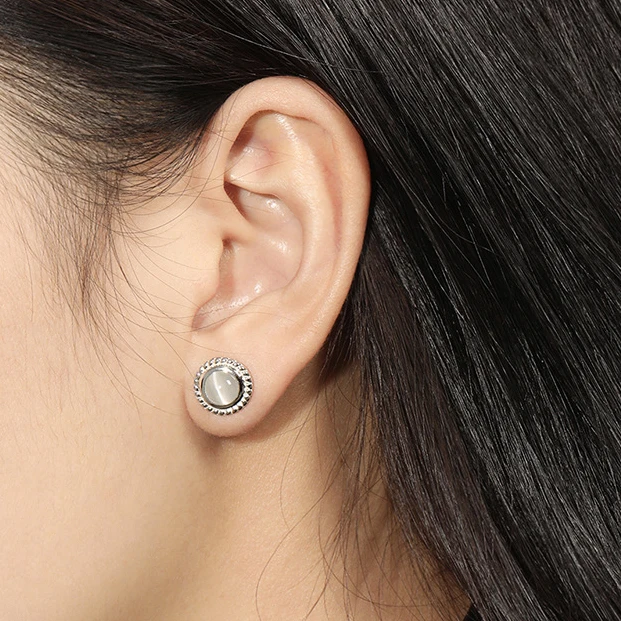 VIANRLA 925 Sterling Silver Opal Stone Round Shape Stud Earrings Elegant 18k Gold Plated Earrings  Dropshipping