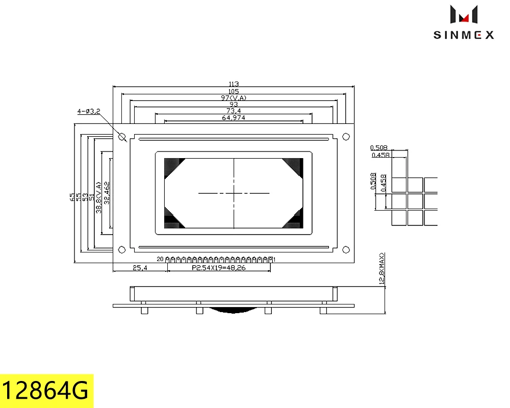 Монохромный ЖК-дисплей 12864 г Китай 20 контактов 128*64 точек