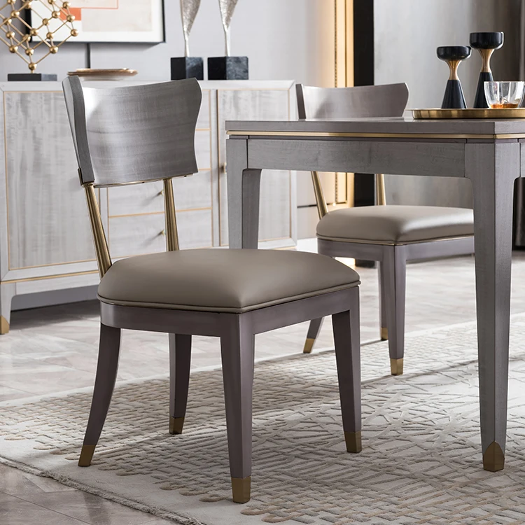 Welliton OEM ODM Luxury Home Hotel Restaurant Furniture Solid Wood Leather Modern Dining Chairs