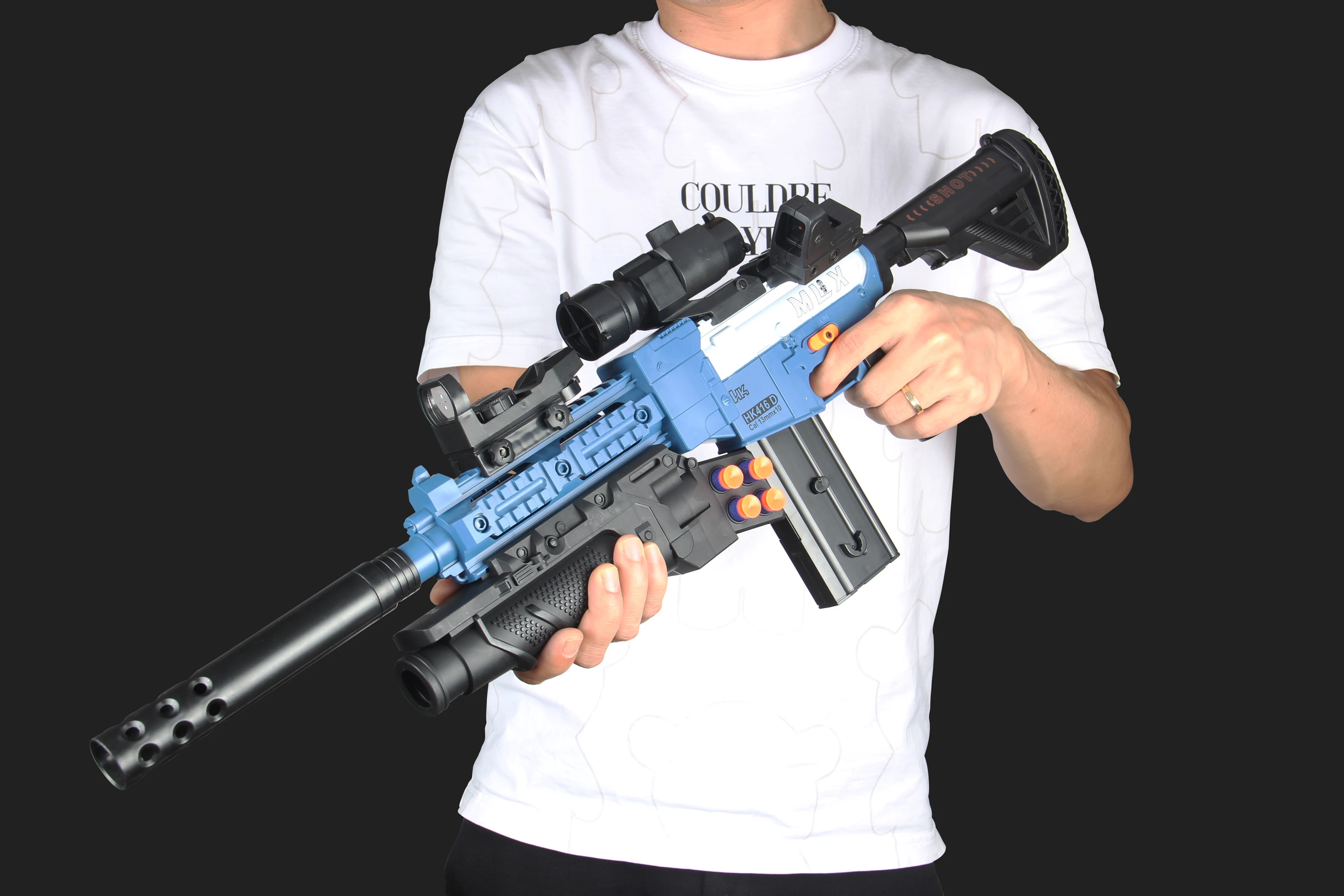 2022 NEW 416 Fully Auto  Soft Bullet Air Gun Kid Toys Shooting Game  With Telescopes Gun Toy