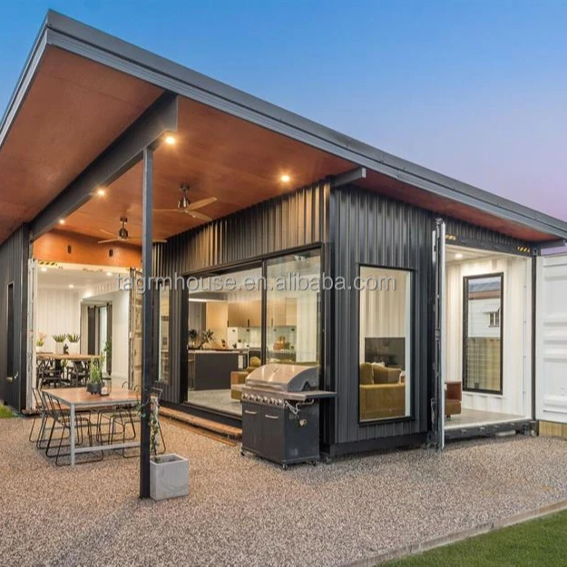 Custom Luxury 5 Bedroom Living Container Casa Prefabricada Modern Two Story 40FT Solar Modular Prefab Houses