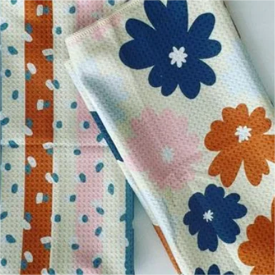 Wholesale High Quality Turkish Kitchen Dish Towels Plain White Customized Logo Tea Waffle Towels Mother and Daughter