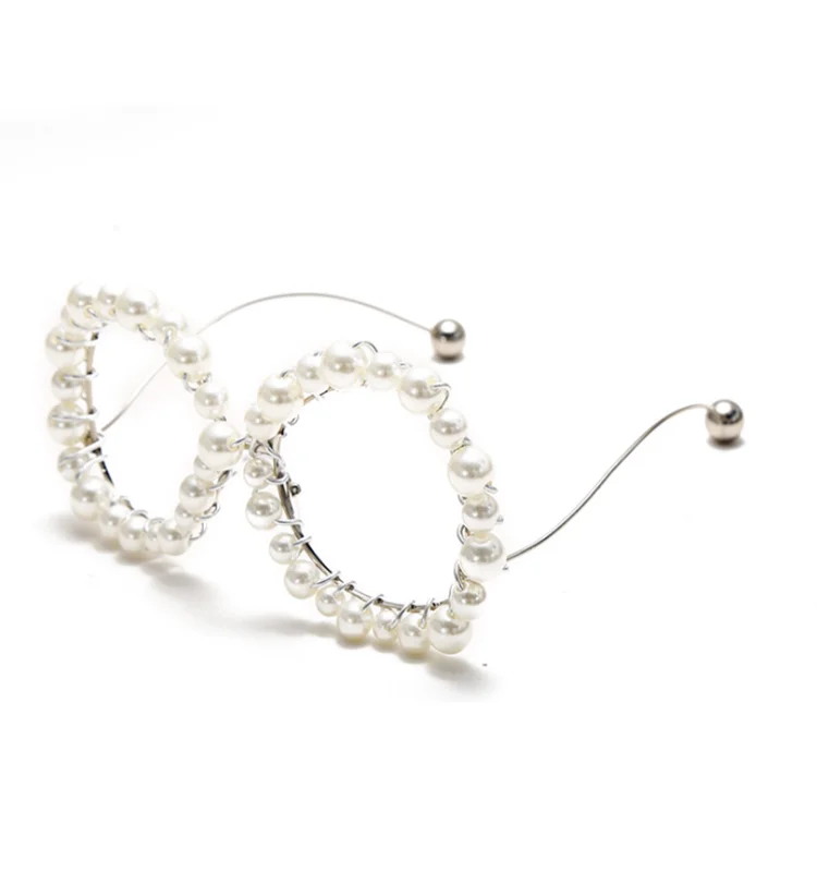Trendy women shades glasses metal pearl sunglasses 2021 frame glasses