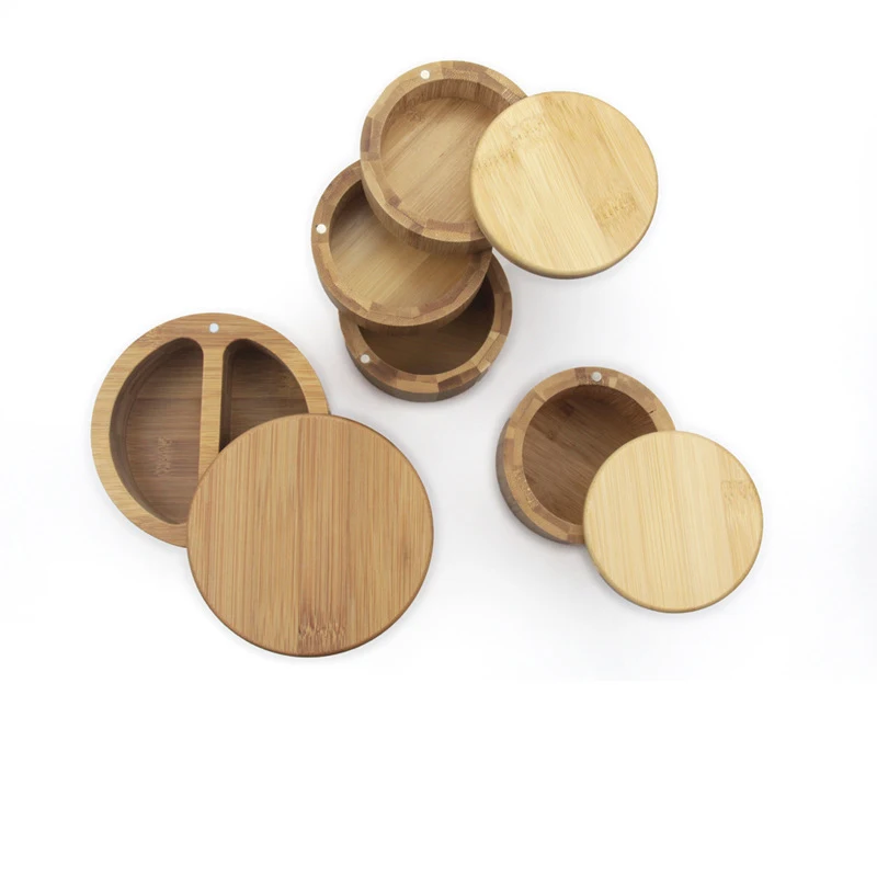 Household Kitchen Seasoning Bottle Bamboo Magnetic Rotating Spice Jars
