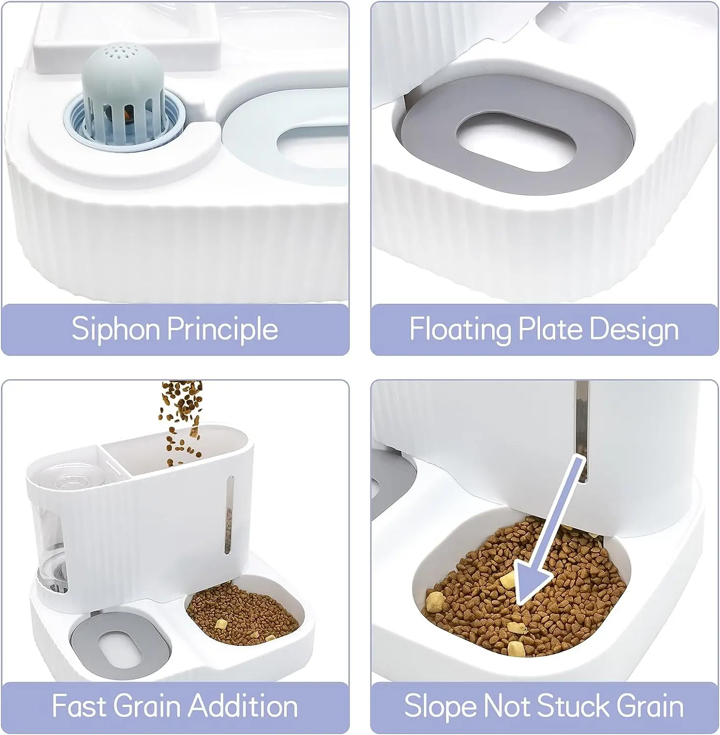 Factory direct sale cat waterer feeder pet combination 2 in 1 diet feeding water all in one automatic feeding