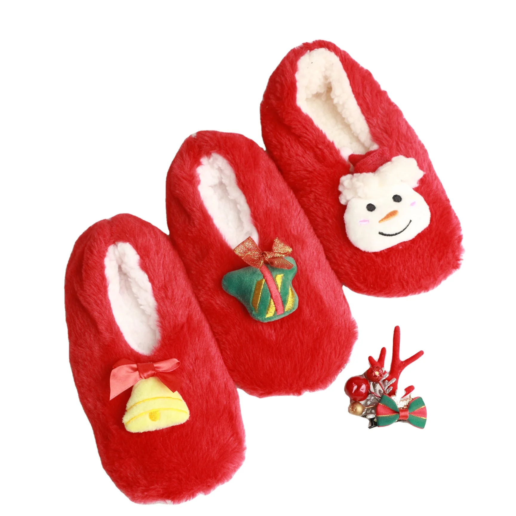 Factory Customized Christmas Children Indoor Slippers Soft Shoe Winter  Boy Girl Plush Slippers Warm Festival  Baby  Flip Flop