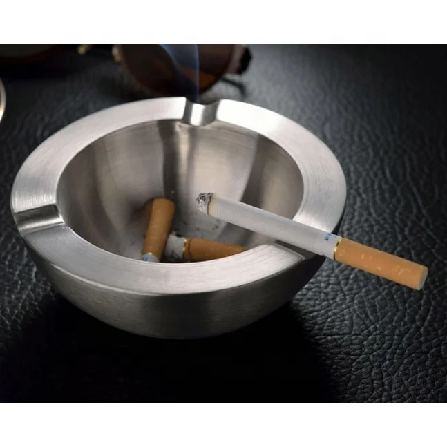Commercial Home Indoor Outdoor Double Wall Stainless steel Ashtray with Three Cigarette Holder