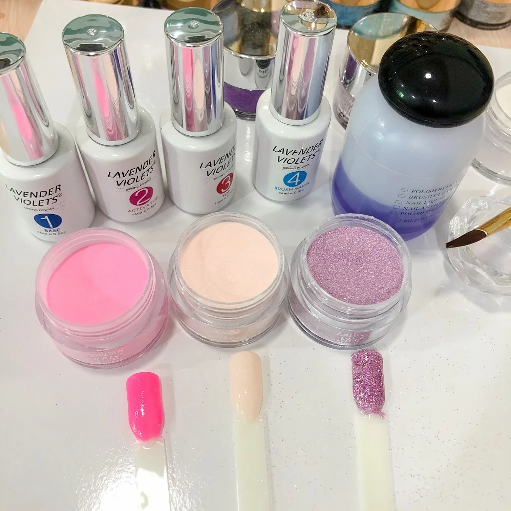 Пользовательский логотип 2 в 1, используемый Dip-порошок, много цветов, используемых для Dip-дизайна ногтей и акриловых ногтей