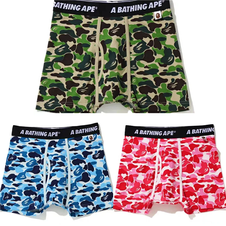 Оптовая продажа мышек BAPE детские трусы-боксеры Короткие трусы камуфляжной расцветки 21SS Мужская камуфляжная 100% нижнее белье из хлопка; Трусы; Трусики; Мышек
