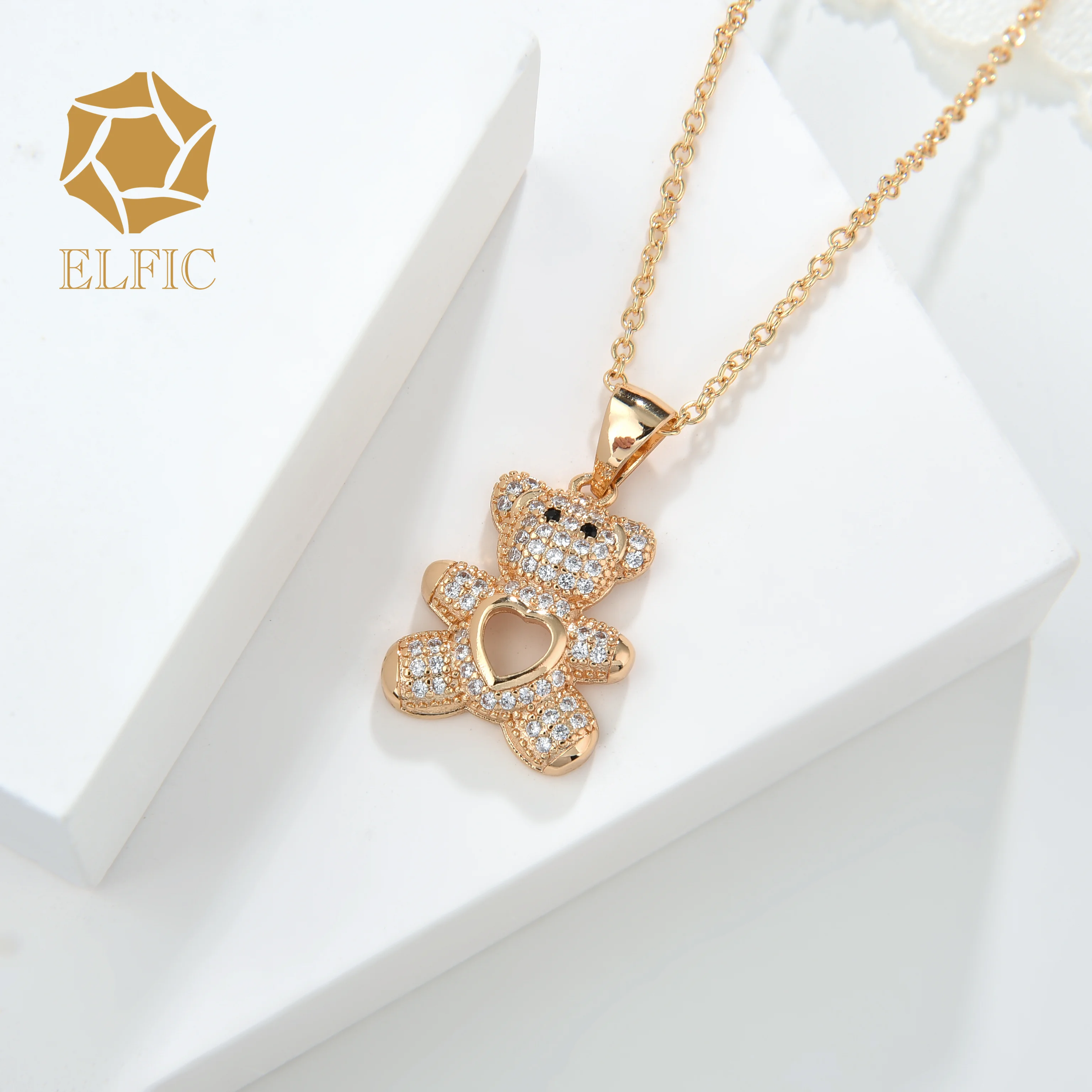 Elfic Animal Charm Pendant Children Gift Gold Plated Bear Pendant   oro laminado 18k pendant new design