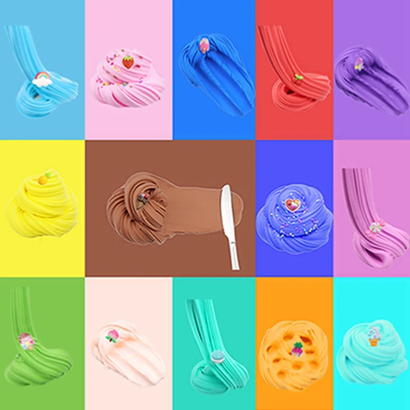 Wholesale colorful Fluffy Floam Slime Scented Stress Relief No Borax DIY Kids slime toy  Decompression venting slime