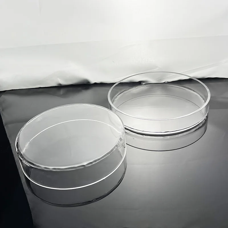 Hand Blown Round glass petri dishes Fused Quartz Silica  for Laboratory Chemical Test