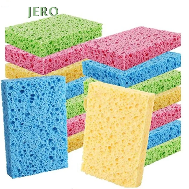 MOQ 10 PCS Easy Eco Material Color Cellulose Scrub Cleaning Sponge for Clean Tough Messes Without Scratching