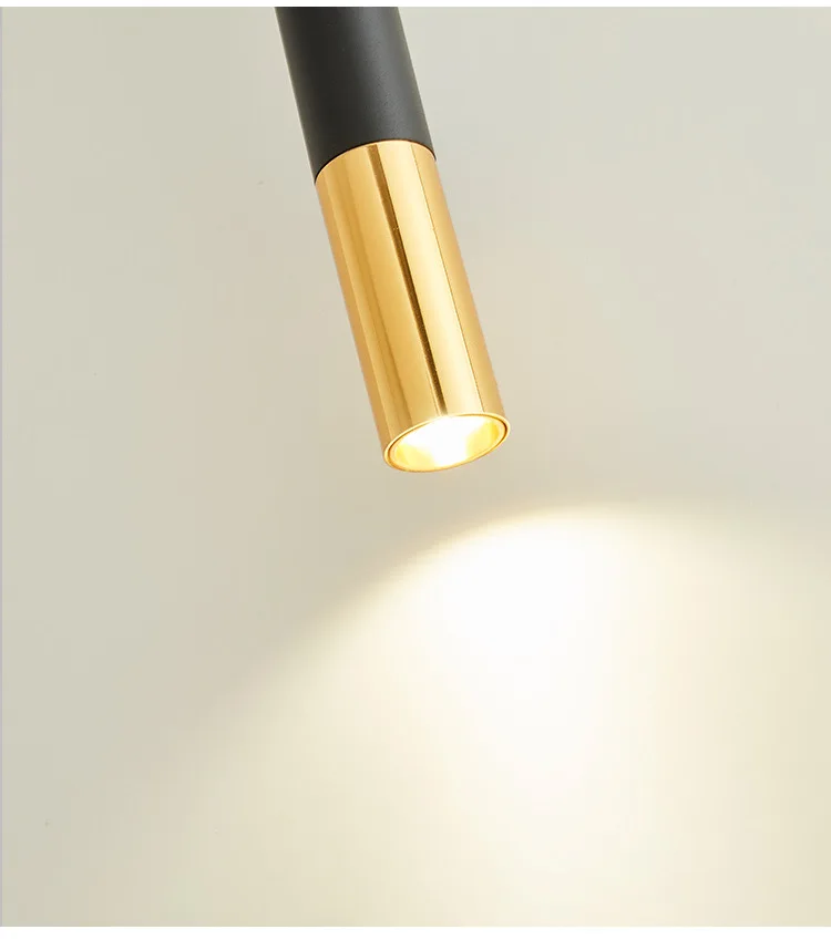 Modern Black Brass Gold Pendant Light Aluminum Tube LED Bulb for Home Kitchen Bedroom Hotel Room Lighting