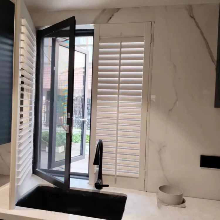 Wholesale New PVC shutters sliding folding shutter doors White 89mm Louvre Plantation Shutters