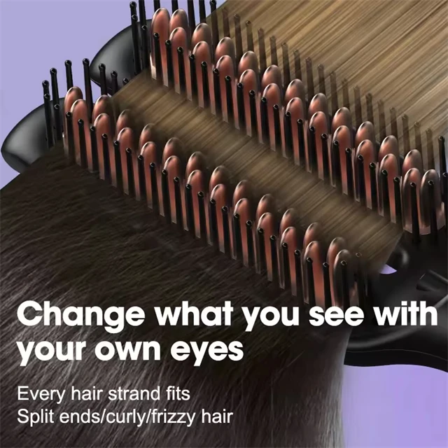 Electric Anti Frizz Hair  Hot Comb Brush Straightener One Step 2 in 1 Ceramic Hair Straightener Brush With Lcd Digital Display