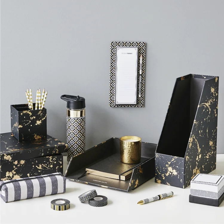Wholesale black school desktop organizer cardboard office accessories for stationery file