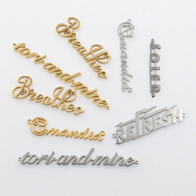 Пользовательские вырезанные металлические бирки abaya логотип одежда Логотип этикетка ткани бирки