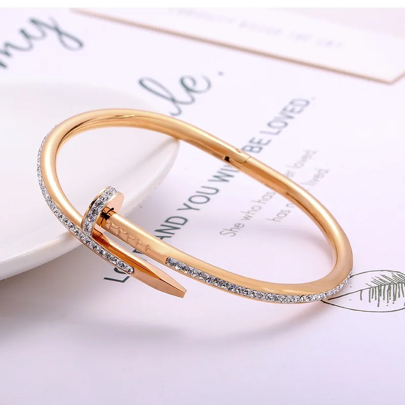 2023 Micro-Inset Zircon Nail Bracelet Female Fashion Niche Light Luxury Senior Sense Design Opening Bracelet