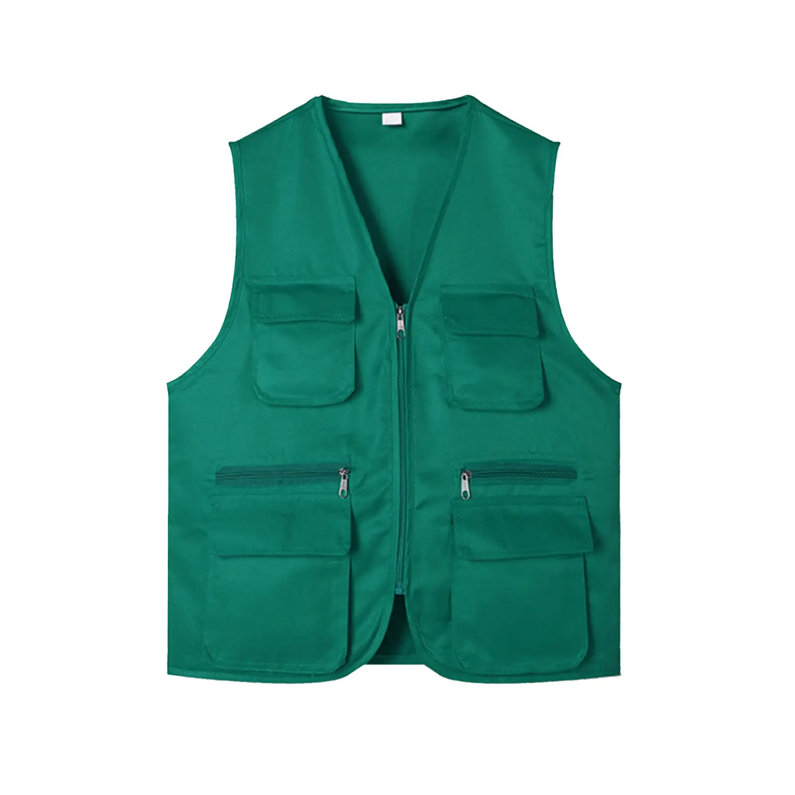 Green 7 pockets v neck outdoor multi pocket waistcoat breathable customized fishing work vest durable print custom logo  vests