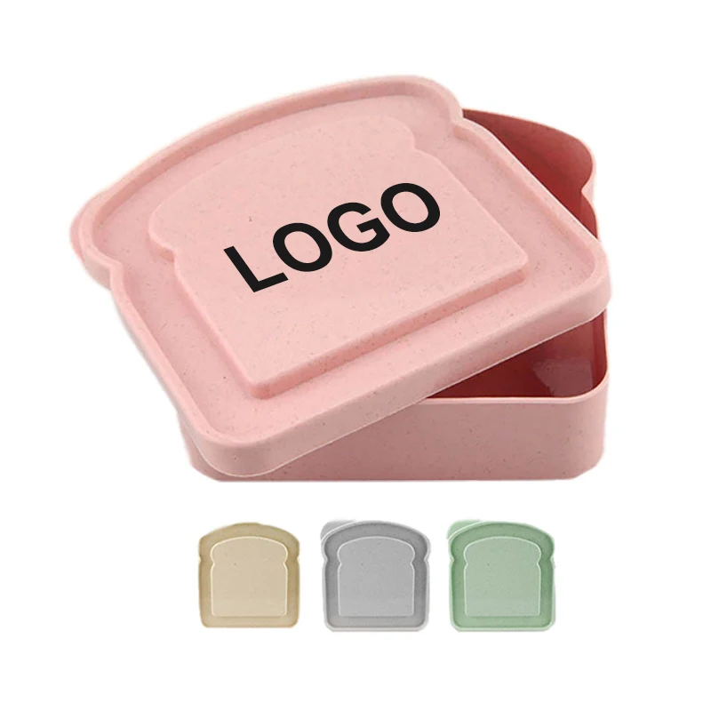 Korean Style 400ml Custom Food Grade Wheat Straw Outdoor Toast Bread Sandwich To Go Box For School