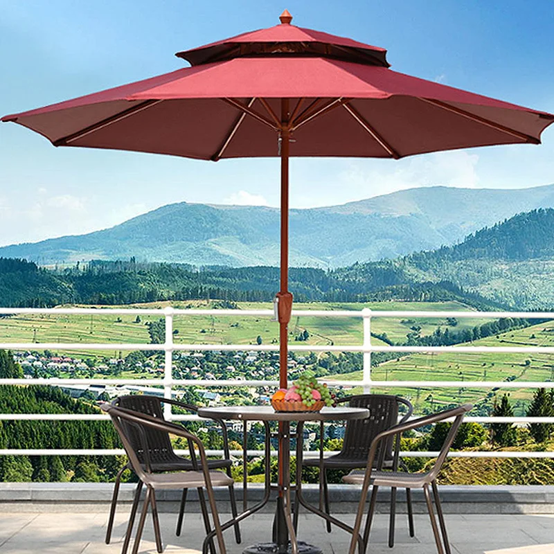 Желтый и белый полосатый деревянный пляжный зонт с веревкой, деревянный уличный зонт, Массивный деревянный столб, садовый сад, оптовая продажа