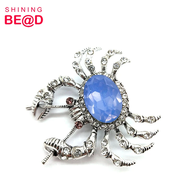 Wholesale Cute Cartoon Crab Crystal Rhinestone Animal Brooch Pins For Women Jewelry Accessories,Custom Brooch
