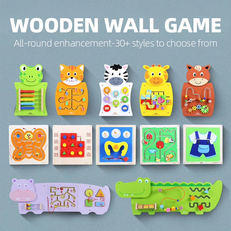 TOP Best Selling Innovative Game For Kid Montessori Wooden Wall Game Busy Board Activity Board Educational Wooden Toy