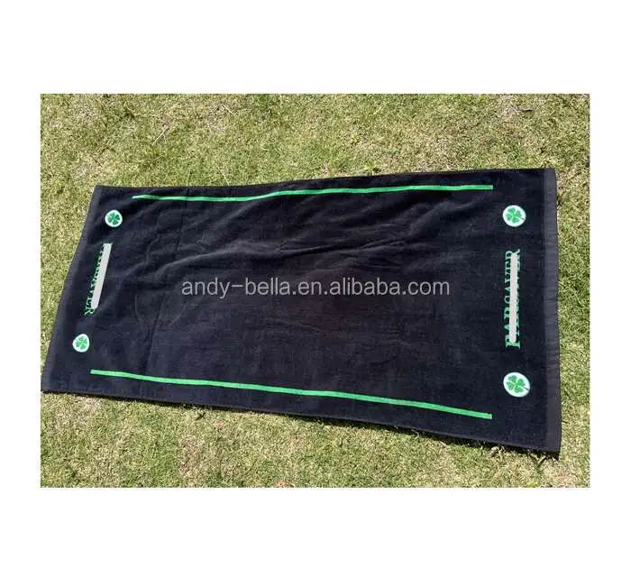 Custom Logo Black Cotton Double Side Printed Beach Towels