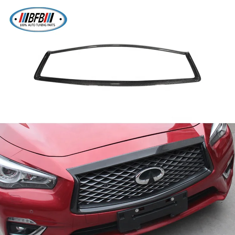 
Real Dry Carbon Fiber Front Grill Trim Cover for Infiniti Q50 2015 2017  (62392440121)