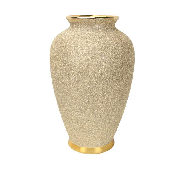 Modern Chinese Minimalist Golden Frosted Ceramic Table Vase European style goldenjingdezhen home decors ceramics Customized