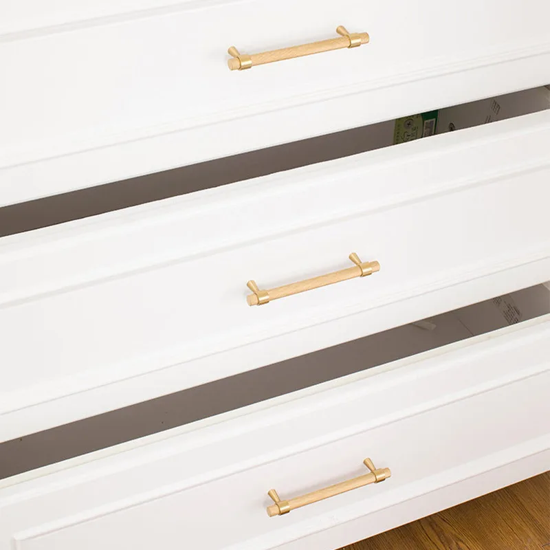 Furniture handle&knob Knurled brass T-handle knob wardrobe hardware