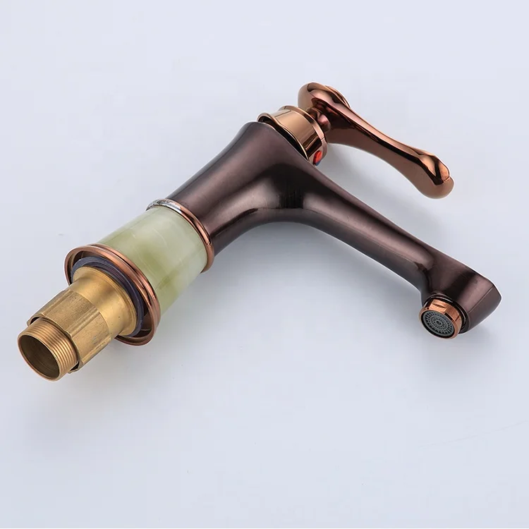 yile single handle brass bathroom faucet with jade