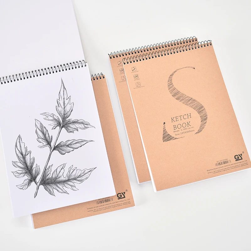 B5 Sketchbook for Art Students Special Coiled Blank Watercolor Lead Hand Drawing Spiral Binding Printed Logo for Pencil Painting