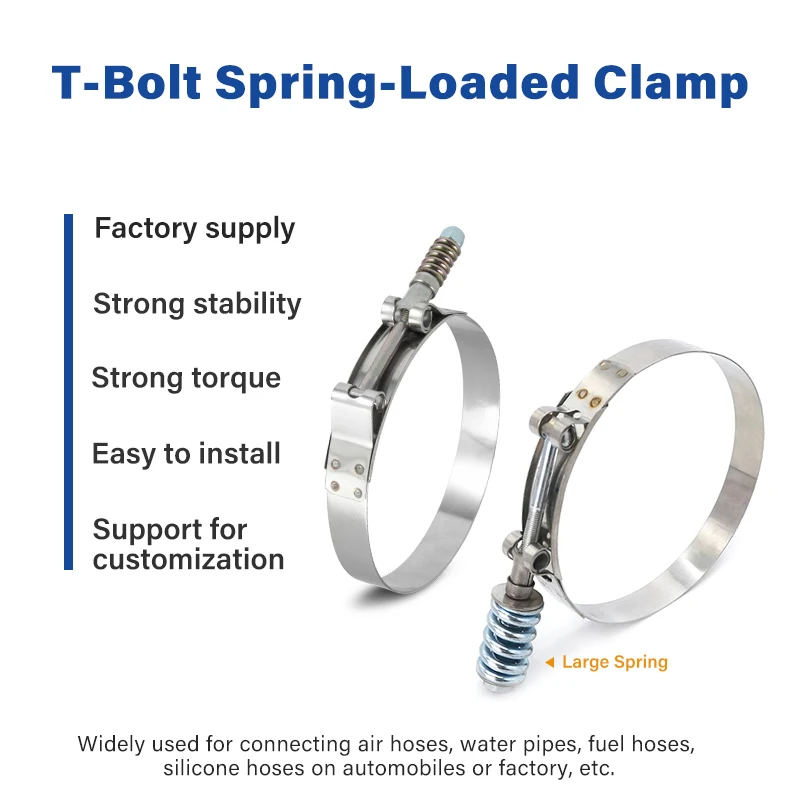T-Bolt Clamps Turbo Intake Intercooler Hose Clamp Spring Loaded Stainless Steel