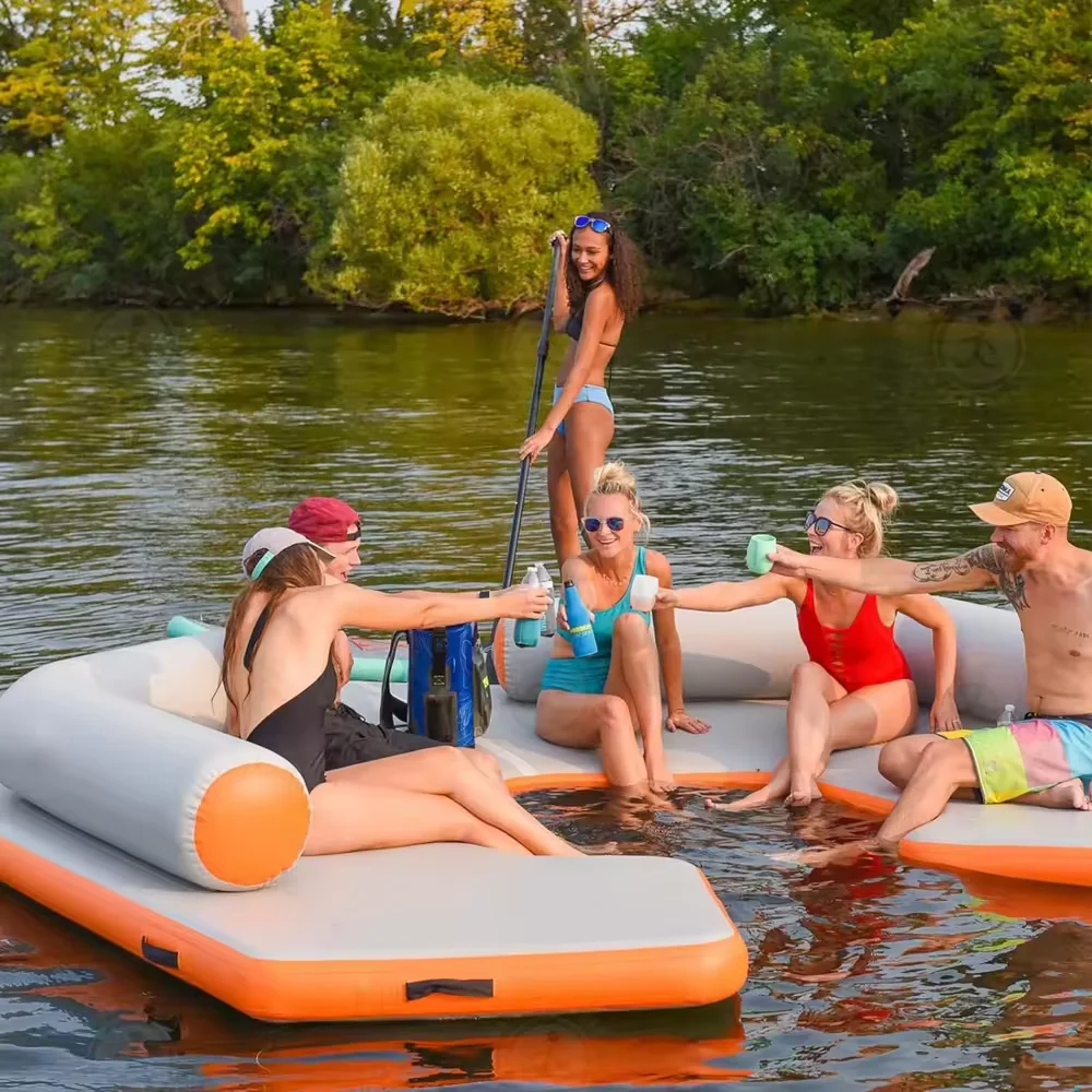 Outdoor Beach Pool Lounger Inflatable Floating Water with Backrest Drop Stitch Water