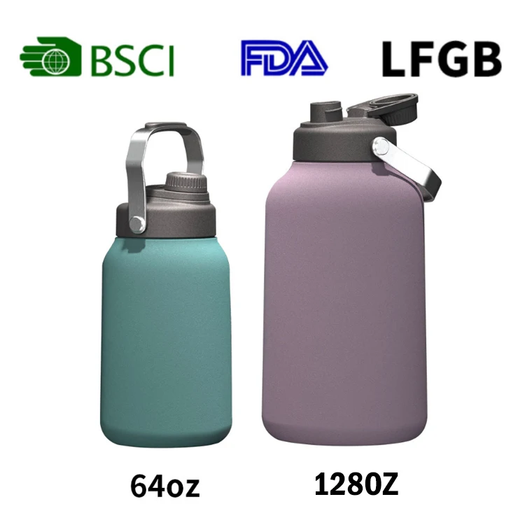 128 oz 64 oz New Personalized 316 Stainless Steel Nice Water Bottle Sport Gym Double Wall Insulated Vacuum Flasks With Lid