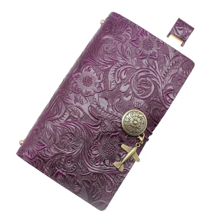 classical vintage soft genuine leather A6 diary refillable travel leather journal notebook