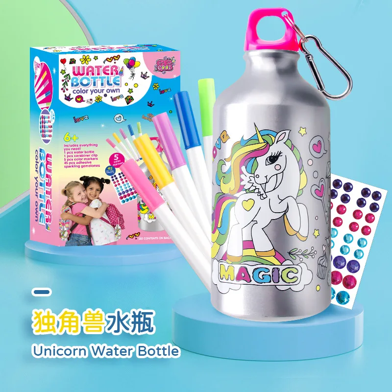 DIY Water Bottle Coloring Craft Kit Color Your Own Water Bottle Arts and Crafts Kids Color Your Own Activities Gifts for kids 6+